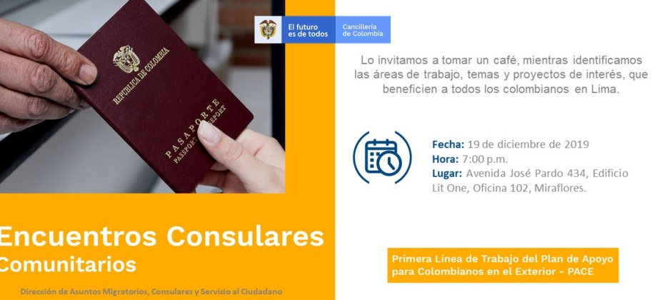 Consulado General de Colombia en Lima realizará el Encuentro Consular Comunitario 