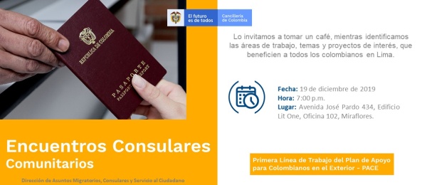 Consulado General de Colombia en Lima realizará el Encuentro Consular Comunitario 