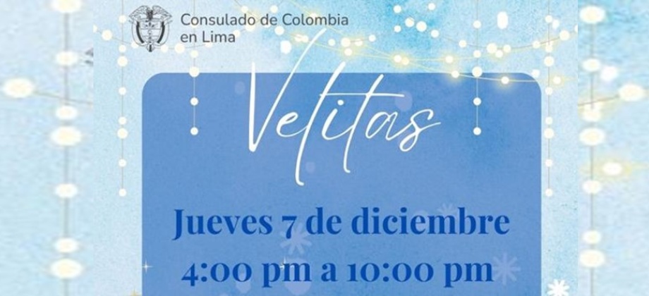 Consulado de Colombia en Lima invita al evento velitas este 7 de diciembre