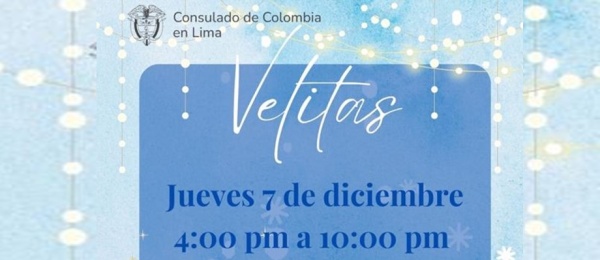 Consulado de Colombia en Lima invita al evento velitas este 7 de diciembre