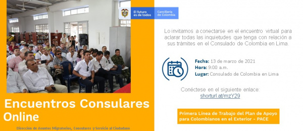 Consulado de Colombia en Lima realizará este 13 de marzo el Encuentro Consular 